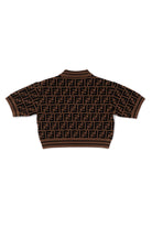 Polo per bambino Fendi Kids marrone con grafica logata - Rubino Kids