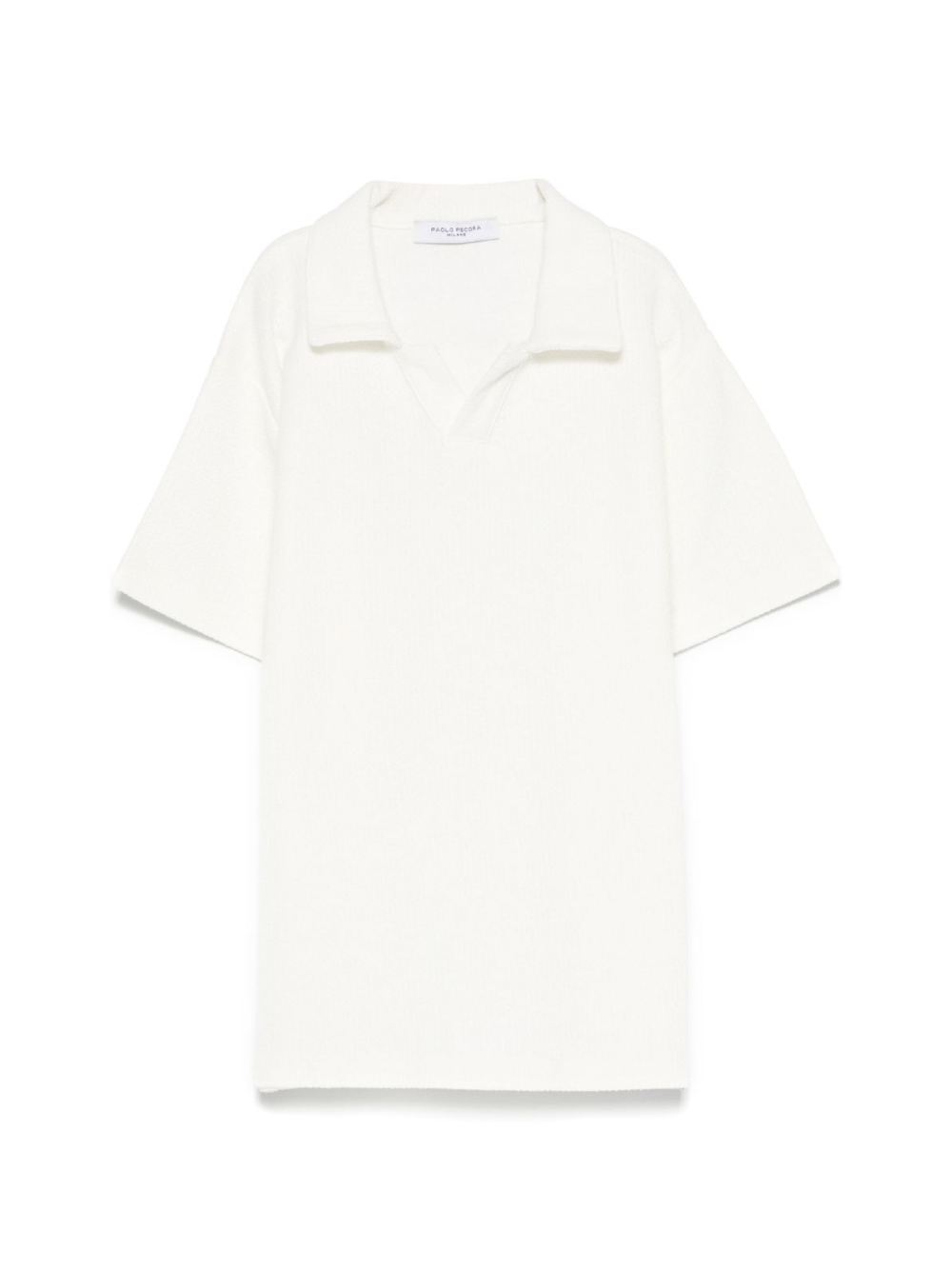 Polo per bambino Paolo Pecora Kids bianco in maglia con effetto raschel - Rubino Kids