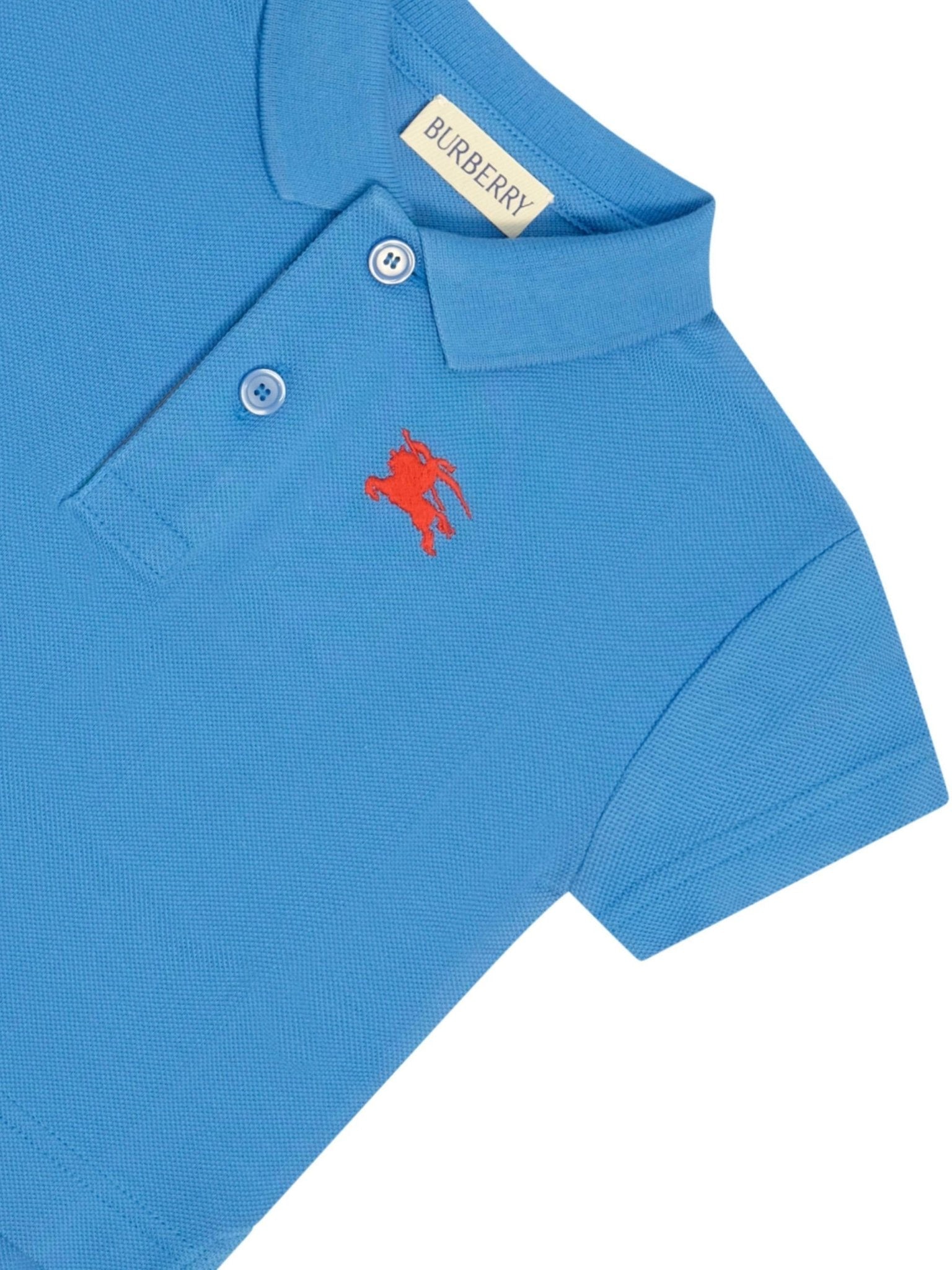 Polo per neonati Burberry Kids blu con logo ricamato - Rubino Kids