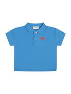 Polo per neonati Burberry Kids blu con logo ricamato - Rubino Kids