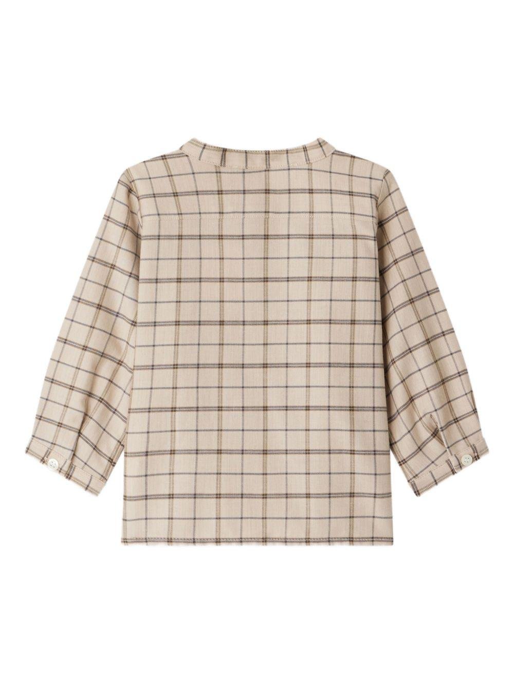 Polo per neonato Bonpoint beige con abbottonatura e motivo a quadri - Rubino Kids