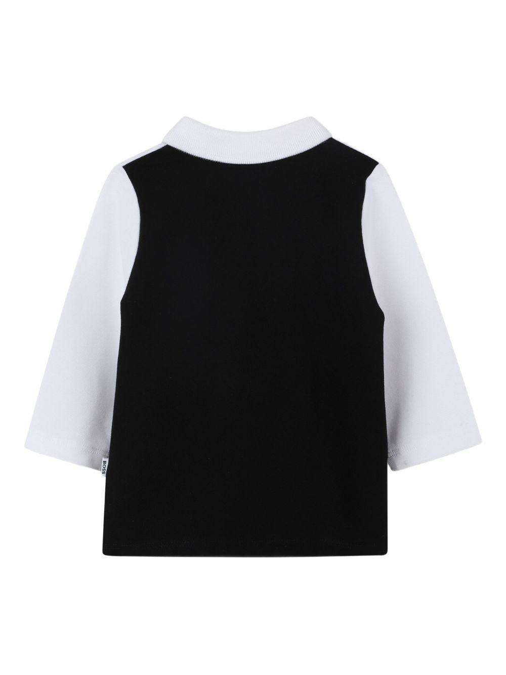 Polo per neonato Boss Kids bianca e nera con design color - block - Rubino Kids