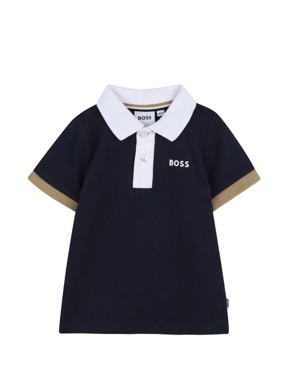 Polo per neonato Boss Kids multicolor con stampa logo sul petto - Rubino Kids