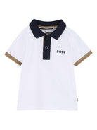 Polo per neonato Boss Kids multicolor con stampa logo sul petto - Rubino Kids
