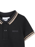 Polo per neonato Boss Kids nera con colletto a righe - Rubino Kids