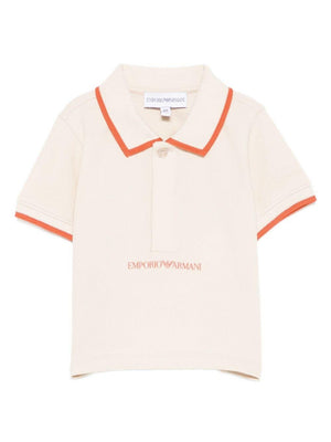 Emporio Armani Kids beige polo shirt with logo for newborns