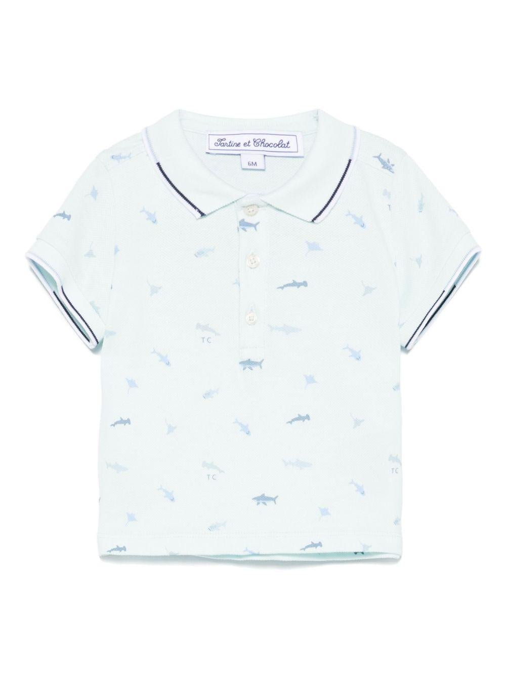 Polo per neonato Tartine Et Chocolat azzurro con ricamo - Rubino Kids