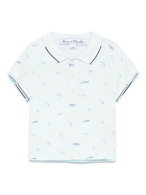 Polo per neonato Tartine Et Chocolat azzurro con ricamo