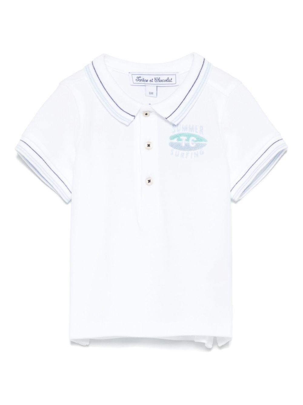Polo per neonato Tartine Et Chocolat bianco con ricamo - Rubino Kids