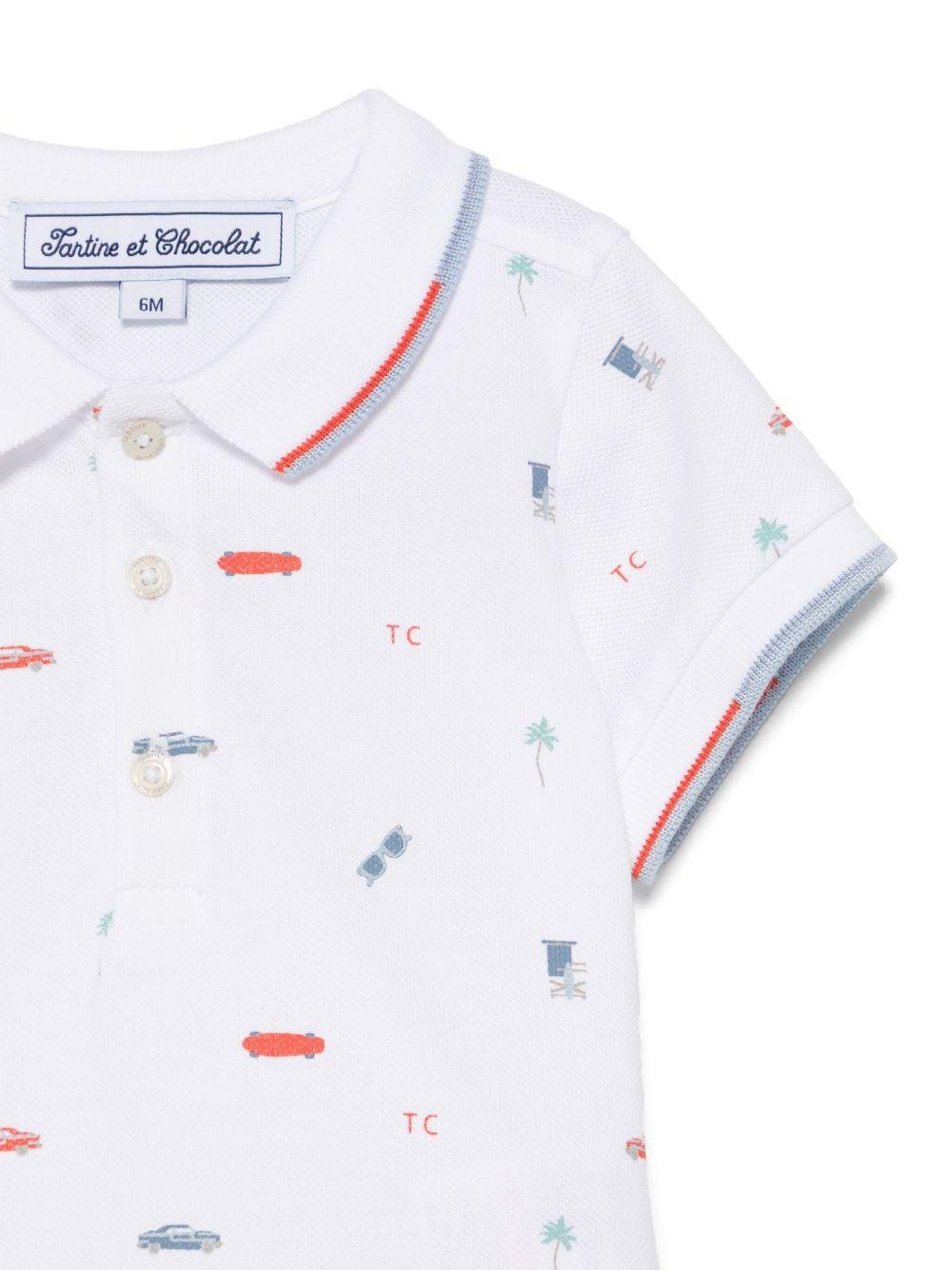 Polo per neonato Tartine Et Chocolat bianco con stampa grafica - Rubino Kids