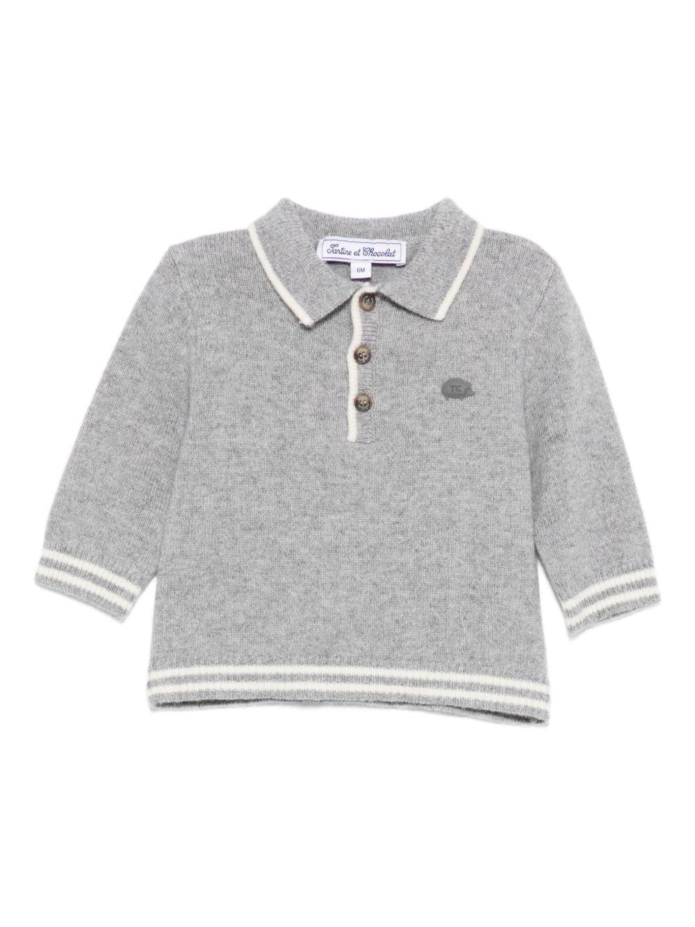 Polo per neonato Tartine Et Chocolat grigia con colletto polo - Rubino Kids