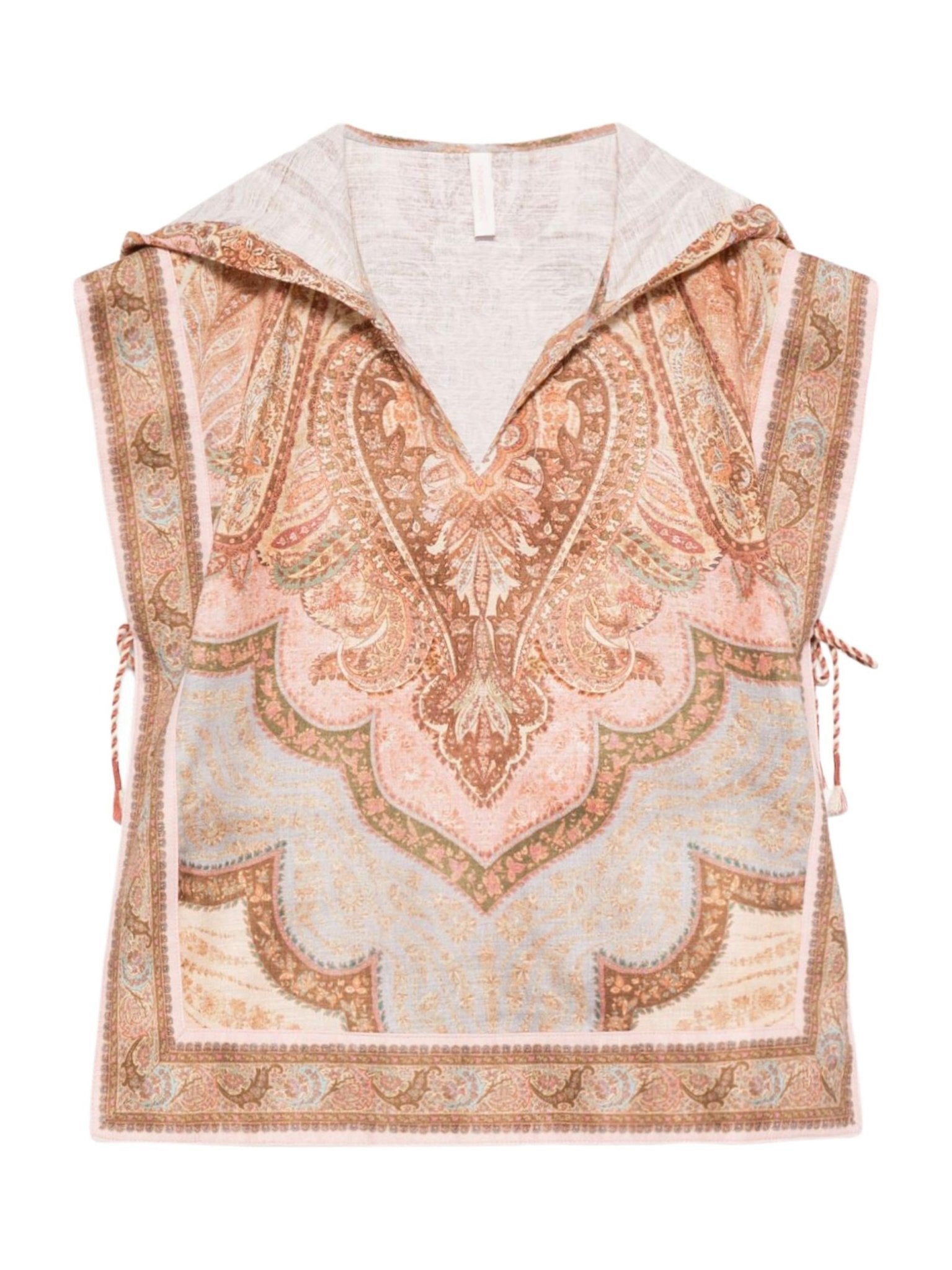 Poncho leggero per bambina Zimmermann Kids beige con cappuccio fantasia Awaken - Rubino Kids