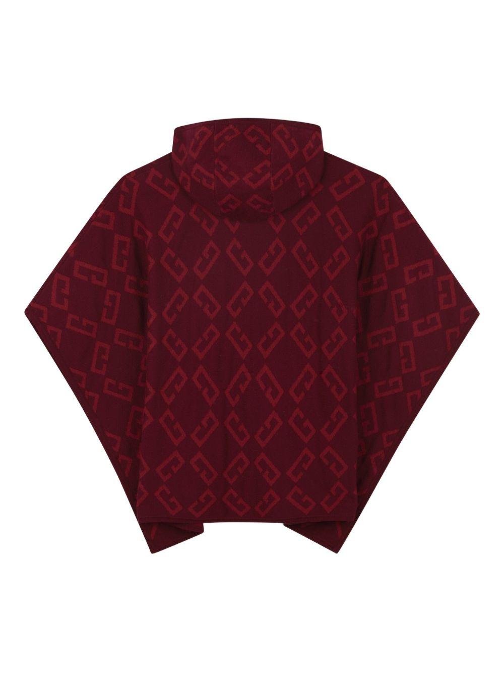 Poncho per bambina Givenchy Kids bordeaux con monogramma jacquard - Rubino Kids