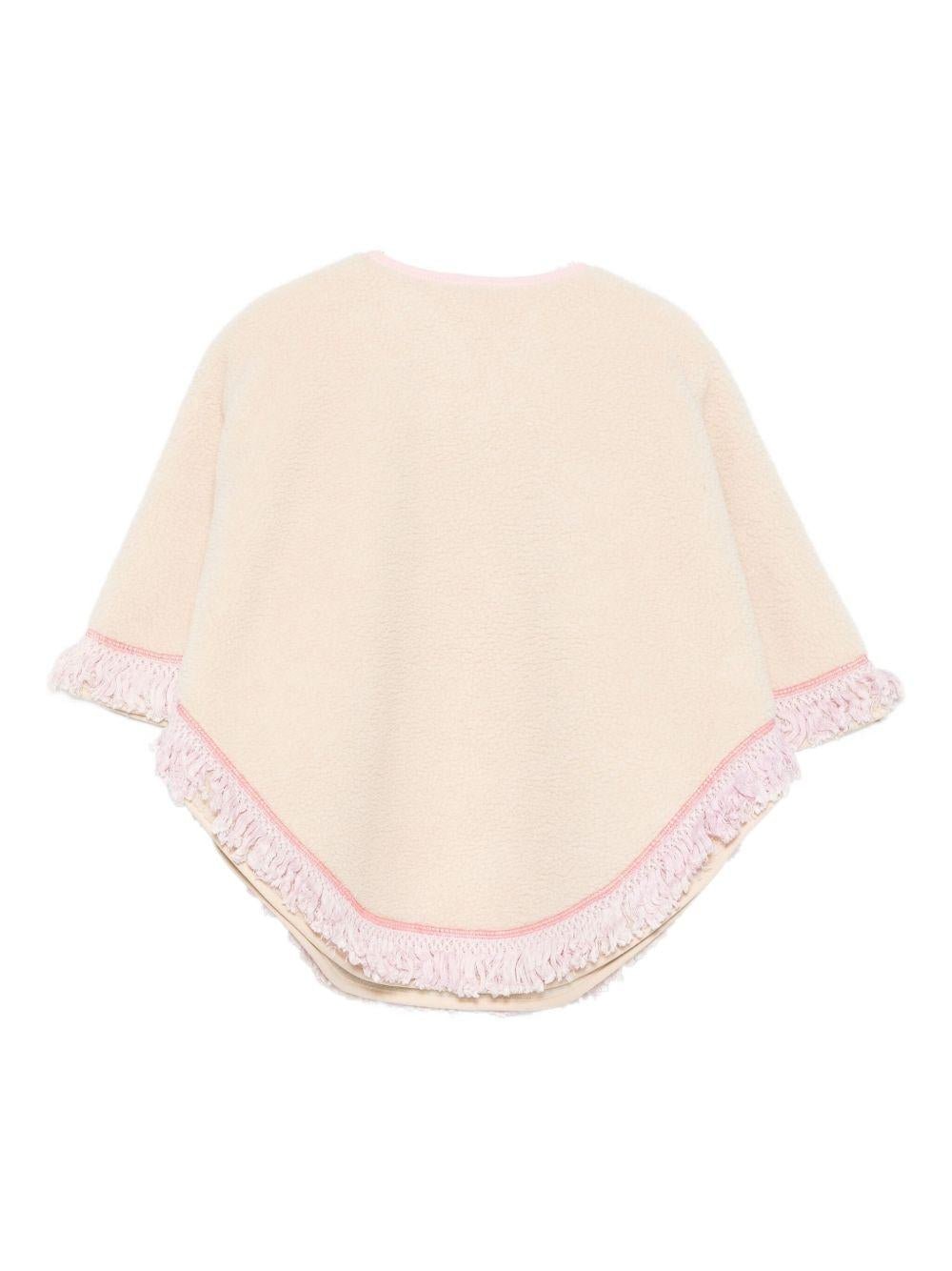 Poncho per bambina Stella McCartney Kids beige con ricamo uccelli - Rubino Kids