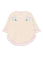 Poncho per bambina Stella McCartney Kids beige con ricamo uccelli - Rubino Kids