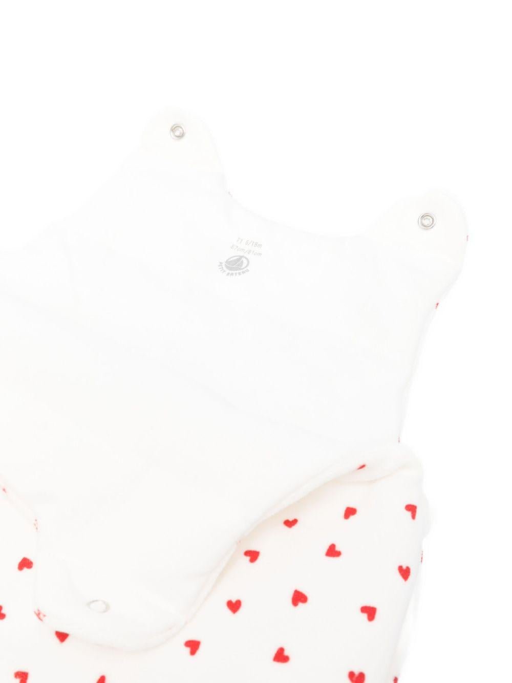 Sacco nanna per neonati Petit Bateau bianco con stampa a cuore - Rubino Kids