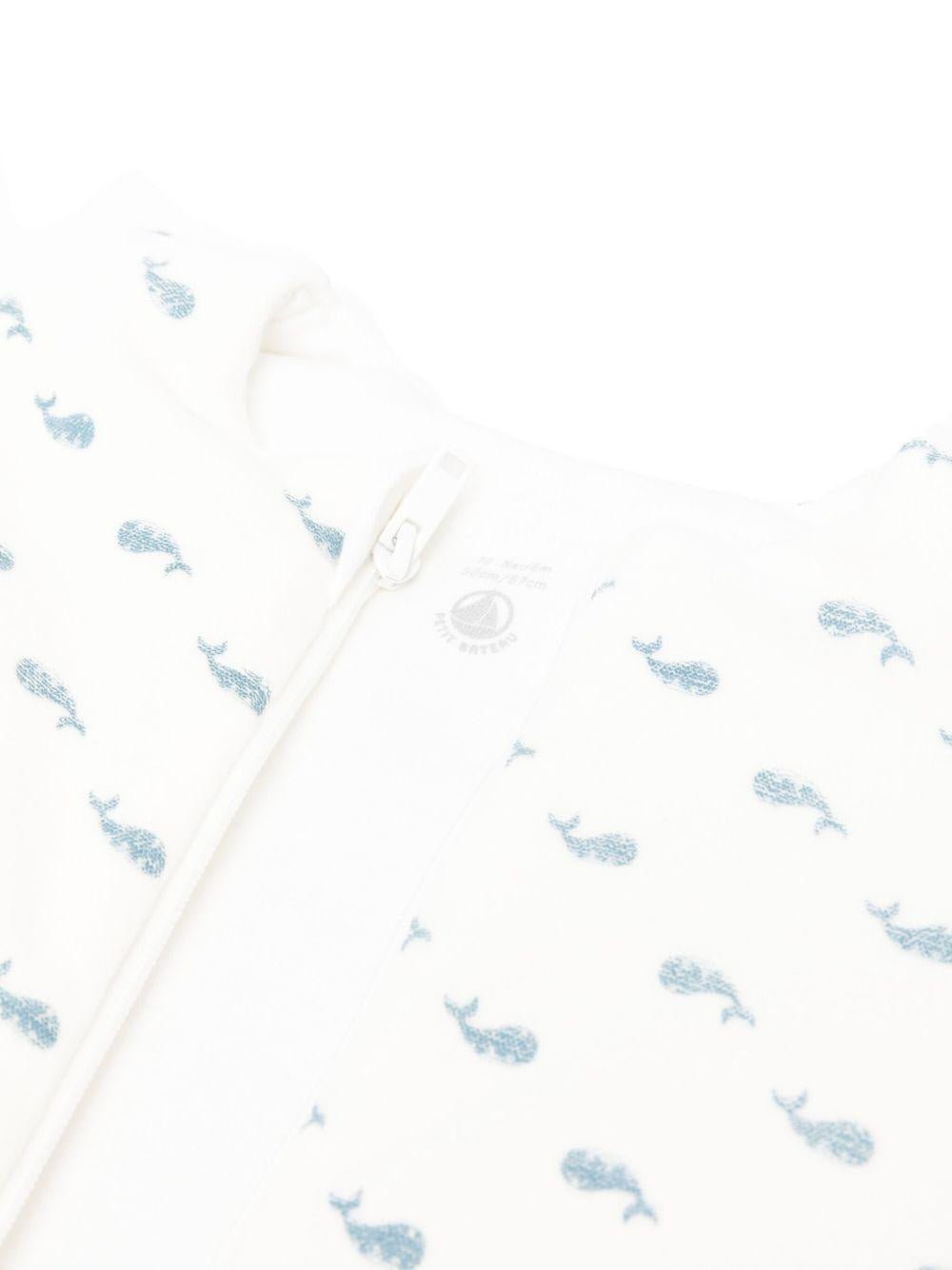 Sacco nanna per neonati Petit Bateau bianco con stampa balene - Rubino Kids