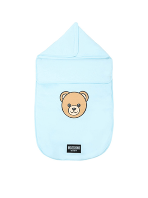 Sacco nanna per neonato Moschino Kids azzurro con stampa Teddy