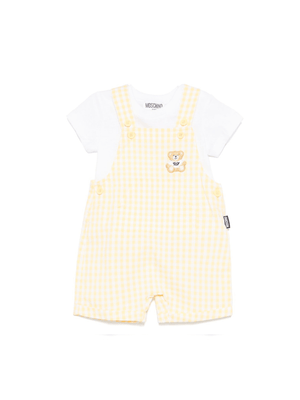 Salopette a quadretti per neonata Moschino Kids giallo con chiusura con bottone