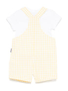 Salopette a quadretti per neonata Moschino Kids giallo con chiusura con bottone - Rubino Kids
