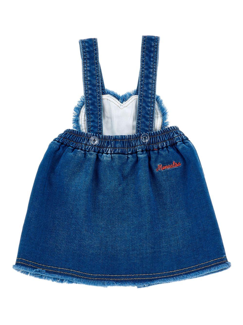 Salopette per bambina Monnalisa x Disny denim con ricamo Minnie Mouse - Rubino Kids