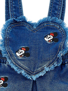 Salopette per bambina Monnalisa x Disny denim con ricamo Minnie Mouse - Rubino Kids
