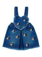 Salopette per bambina Monnalisa x Disny denim con ricamo Minnie Mouse - Rubino Kids