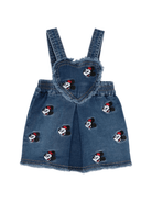 Salopette per neonata Monnalisa denim con ricamo Minnie Mouse - Rubino Kids