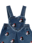 Salopette per neonata Monnalisa denim con ricamo Minnie Mouse - Rubino Kids
