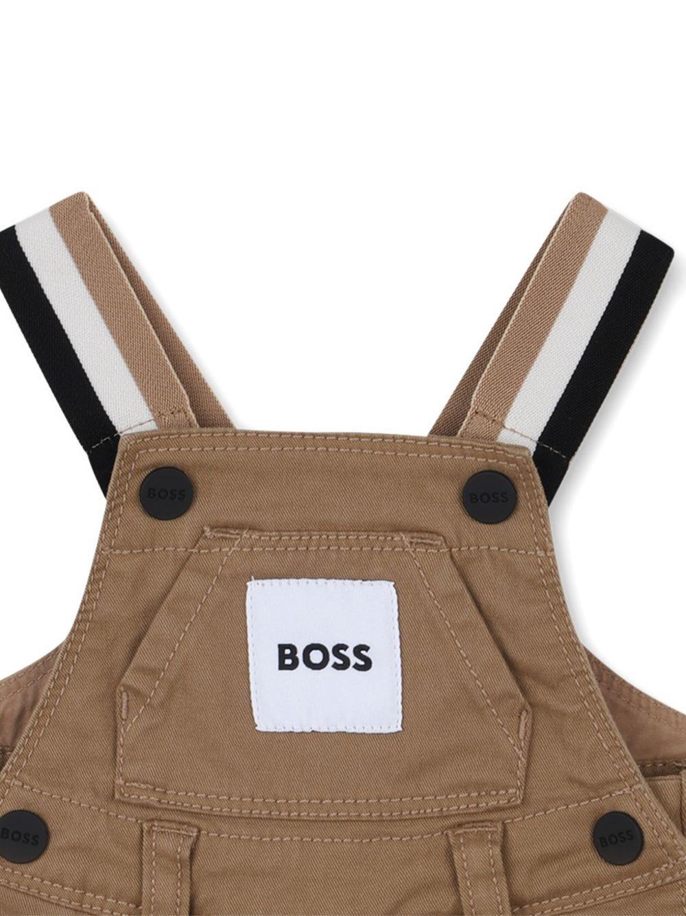 Salopette per neonato Boss Kids marrone con bretelle regolabili a righe - Rubino Kids