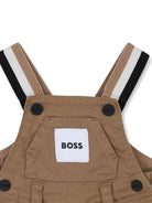 Salopette per neonato Boss Kids marrone con bretelle regolabili a righe - Rubino Kids