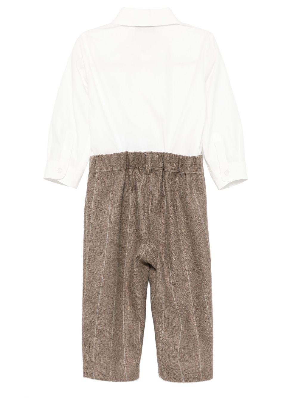 Salopette per neonato Boss Kids marrone con bretelle regolabili a righe - Rubino Kids