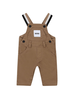 Salopette per neonato Boss Kids marrone con bretelle regolabili a righe