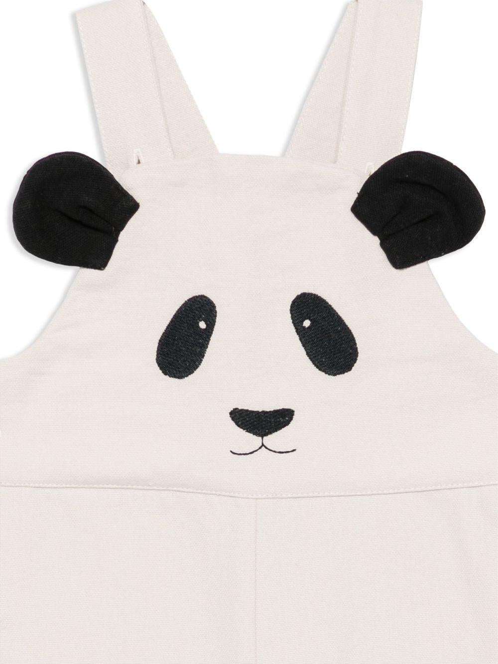 Salopette per neonato Donsje Kladi beige con applicazione con orecchie da animale - Rubino Kids