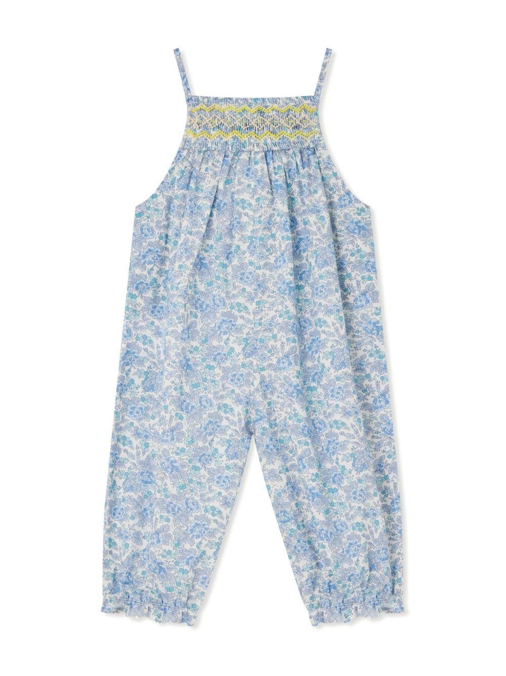 Salopette Smockee Lilisy per neonata Bonpoint blu con spalline sottili - Rubino Kids