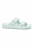 Sandali Arizona per bambini Birkenstock Kids verde con logo goffrato - Rubino Kids
