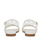 Sandali con placca logo per bambina Dolce & Gabbana Kids bianchi con cinturino a T - Rubino Kids