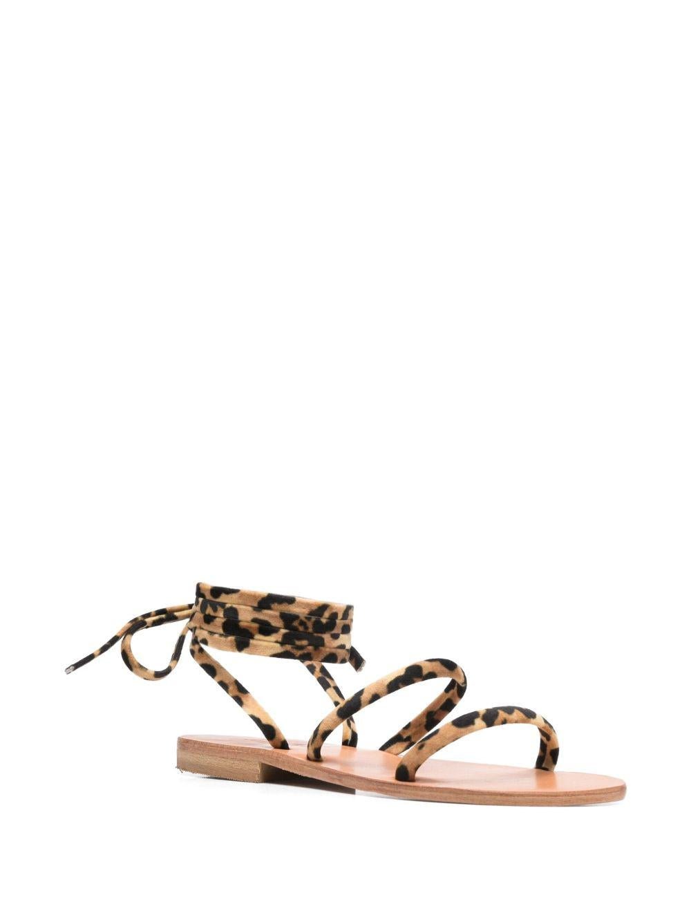 Sandali da donna MC2 Saint Barth marrone leopardato con laccio alla caviglia - Rubino Kids