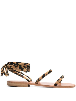 Sandali da donna MC2 Saint Barth marrone leopardato con laccio alla caviglia