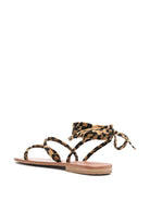 Sandali da donna MC2 Saint Barth marrone leopardato con laccio alla caviglia - Rubino Kids
