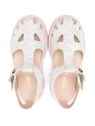 Sandali in pelle per bambina Florens bianco con chiusura con fibbia - Rubino Kids