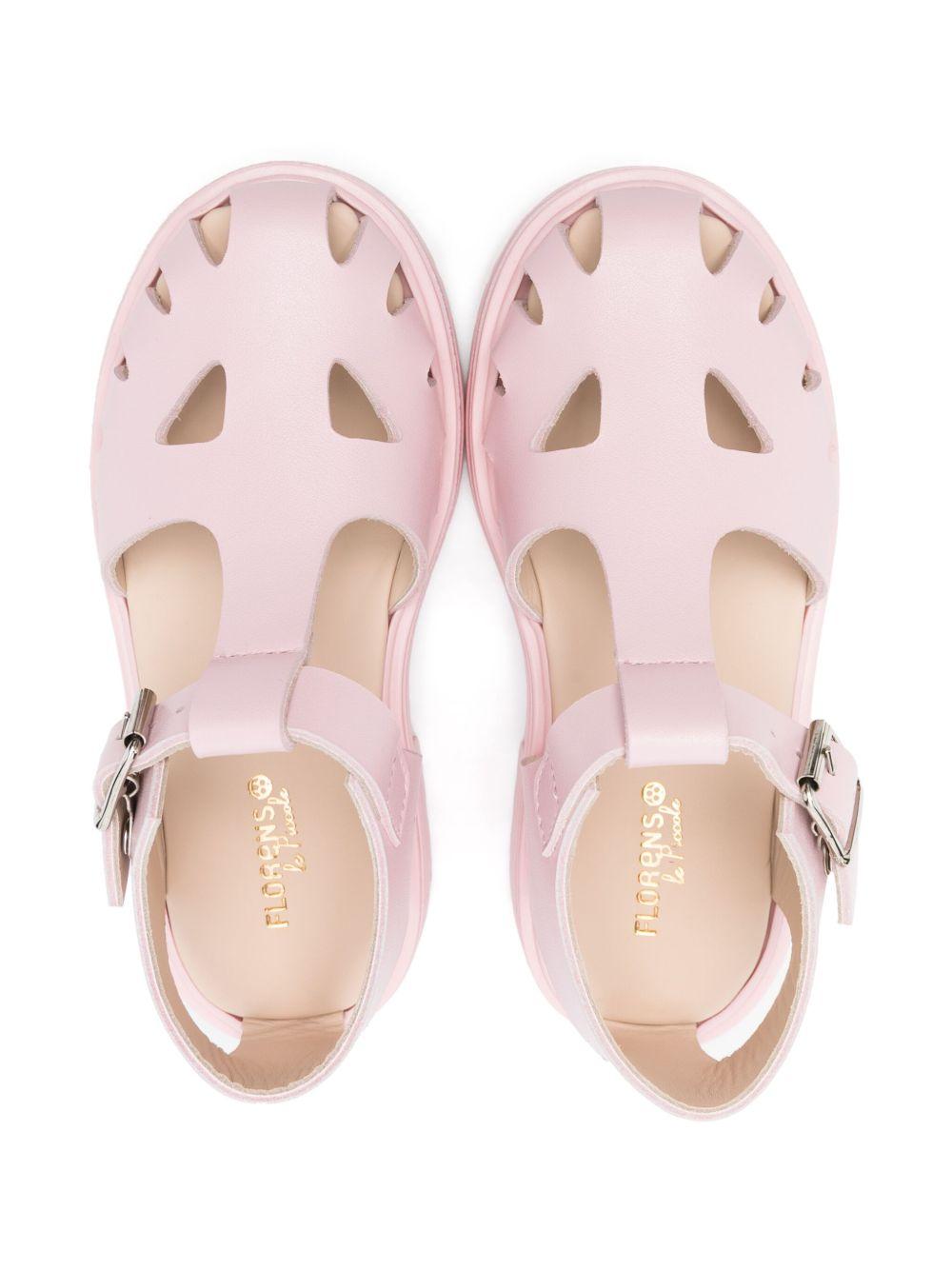 Sandali in pelle per bambina Florens rosa con chiusura con fibbia - Rubino Kids