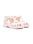 Sandali in pelle per bambina Florens rosa con chiusura con fibbia - Rubino Kids