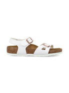 Sandali per bambina BirkenstockKids bianco con chiusura con fibbia - Rubino Kids