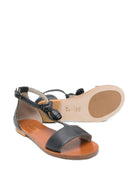 Sandali per bambina Bonpoint neri con applicazione fiori - Rubino Kids