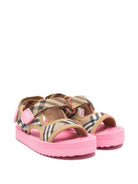 Sandali per bambina Burberry Kids beige con motivo Vintage Check - Rubino Kids