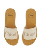 Sandali per bambina Chloé Kids Woody bianchi con logo - Rubino Kids