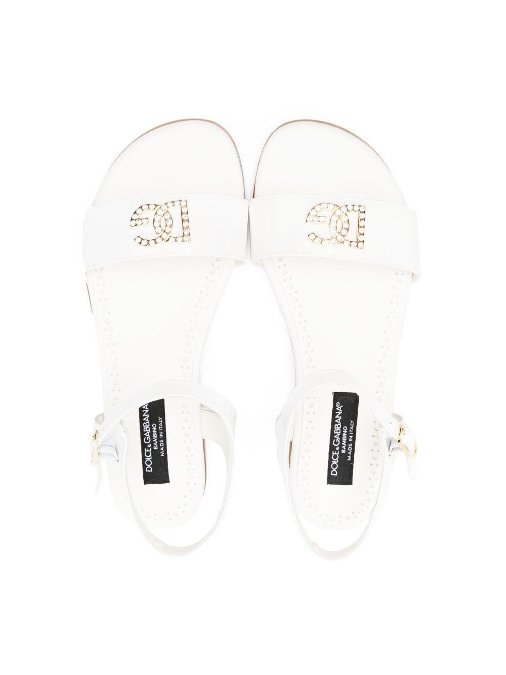 Sandali per bambina Dolce & Gabbana Kids bianco con decorazione di cristalli - Rubino Kids
