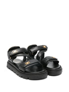 Sandali per bambina Elisabetta Franchi La Mia Bambina nera con placca logo dorata - Rubino Kids