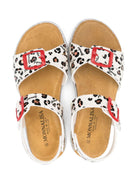 Sandali per bambina Monnalisa beige con stampa leopardata - Rubino Kids